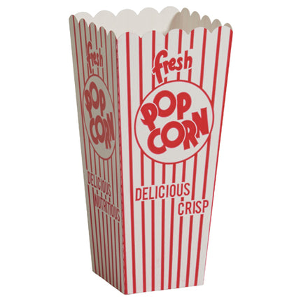 Winco Benchmark 41047 Popcorn Scoop Box Popcorn Supplies 1.25 oz. Red and White Stripped Design