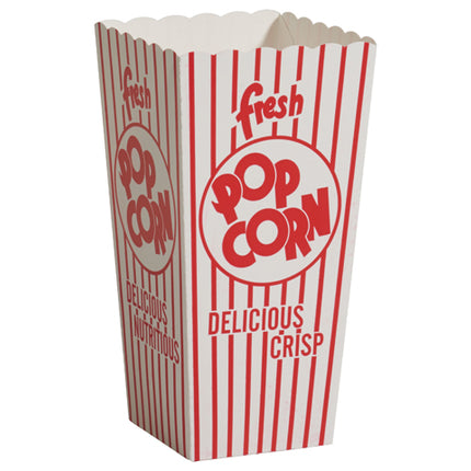 Winco Benchmark 41048 Popcorn Scoop Box Popcorn Supplies 2.5 oz. Red and White Stripped Design