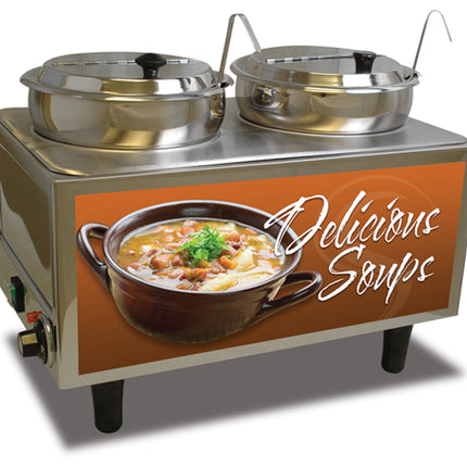 Winco Benchmark 51072S Countertop Food Pan Soup Station Warmer/Cooker Two 7 qt. Wells