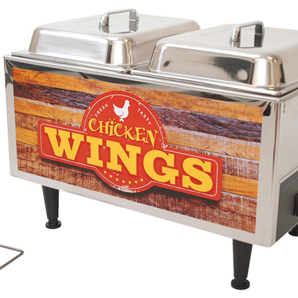 Winco Benchmark 51072W Chicken Wing Countertop Warmer Food Pan Warmer 4" 1/2 Size Pans