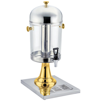 Winco 901 2.2 Gallon Stainless Steel Single Beverage Dispenser with Gold Accents