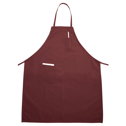 Winco BA-PBG Burgundy 33" L x 26" W Signature Chef Poly-Cotton Full-Length Bib Apron With 2 Pockets