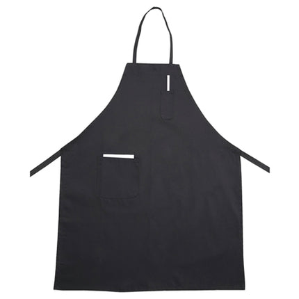 Winco BA-PBK Black 33" L x 26" W Signature Chef Poly-Cotton Full-Length Bib Apron With 2 Pockets