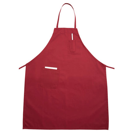 Winco BA-PRD Red 33" L x 26" W Signature Chef Poly-Cotton Full-Length Bib Apron With 2 Pockets