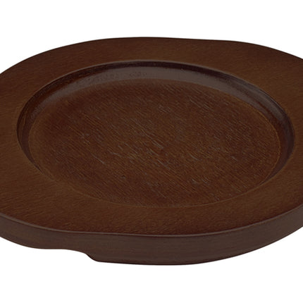 Winco CAST-5UL Round 6 1/2" x 7 1/2" Wood Underliner With Dual Contoured Handles For CASM-5R FireIron Servers And CAST-5 FireIron Skillets