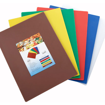 Winco CBST-1218 Color Coded Plastic Cutting Board, Set of 6 -  12" x 18"