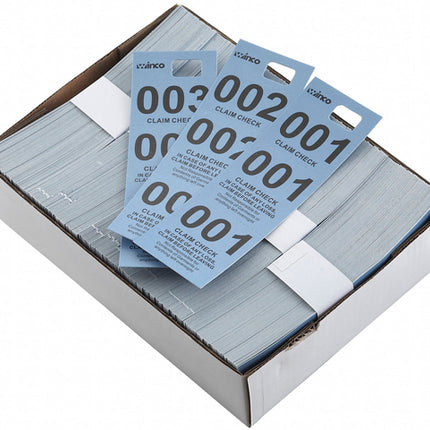 Winco CCK-5BL Blue 3 Part Paper Coat Room Check - 500/Box