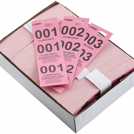 Winco CCK-5PK Pink 3 Part Paper Coat Room Check - 500/Box