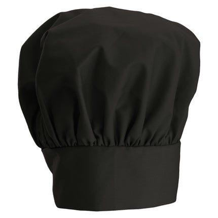 Winco CH-13BK Black 13 Inch High Signature Chef Poly/Cotton Professional Chef Hat With Wide Head Band And Adjustable Velcro Closure