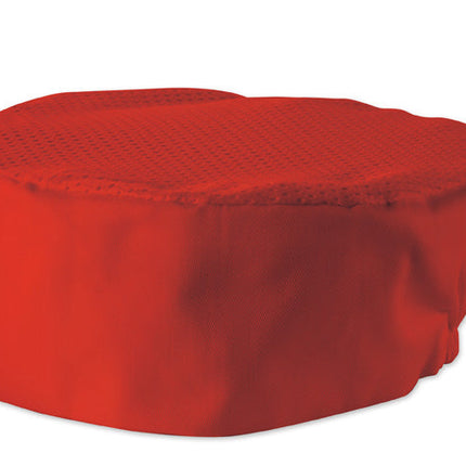 Winco CHPB-3RR Signature Chef Red Large Ventilated Pillbox Hat With Cool Mesh Top Panel