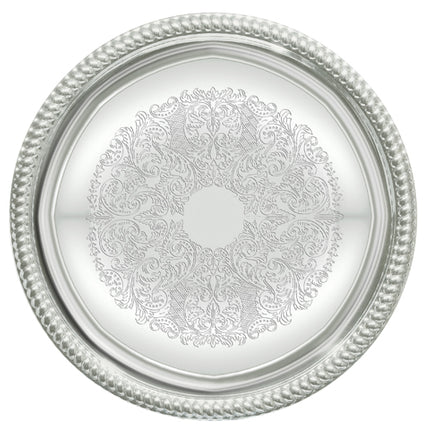 Winco CMT-14 14" Round Chrome-Plated Buffet Catering Tray