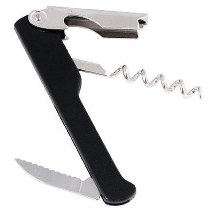 Winco CO-712 Black Economy Waiters Corkscrew with Foil Knife