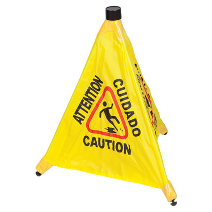 Winco CSF-4 20" Pop-Up Safety Cone Wet Floor Sign