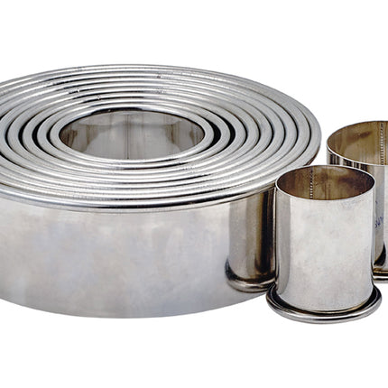 Winco CST-2 1" High Plain Round Stainless Steel Cookie Cutter Set