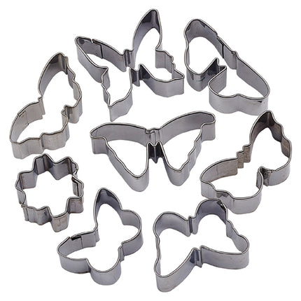 Winco CST-31 8 Piece Butterfly Pastry Cutter Set