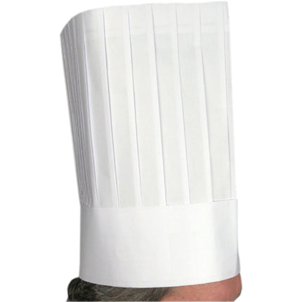 Winco DCH-12 White 12 Inch High Signature Chef Paper Pleated Disposable Chef Hat - 10-Pieces/Bag