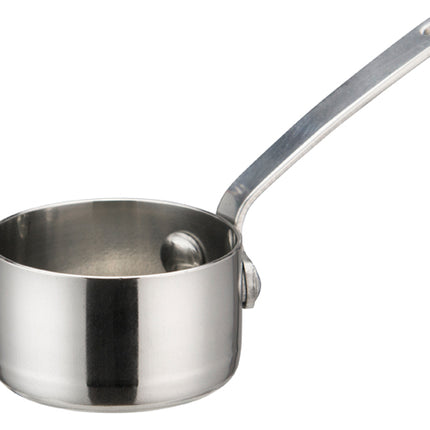 Winco DCWA-101S Stainless Steel 2" Diameter Mini Sauce Pan Serving Dish with Handle