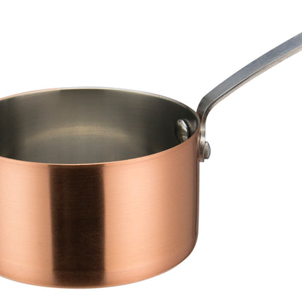 Winco DCWA-205C Copper Plated Stainless Steel 4-3/8" Diameter Mini Sauce Pan Serving Dish with Handle