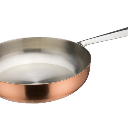 Winco DCWC-201C Copper Plated Steel 5-1/2" Diameter Mini Fry Pan Serving Dish with Handle