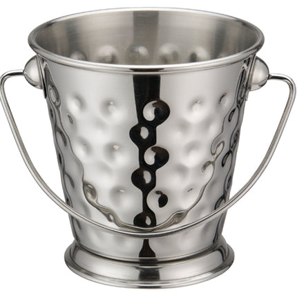 Winco DDSA-102S 3 1/2" x 3 5/8" Hammered Stainless Steel Mini Pail