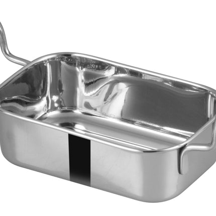 Winco DDSB-103S Stainless Steel 5" x 3-3/8" Mini Roasting Pan Serving Dish with 2 Handles