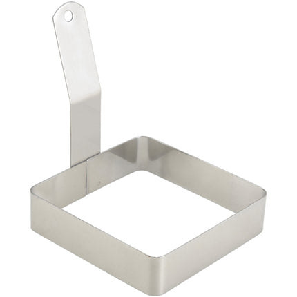 Winco EGRS-44 4" Square Stainless Steel Egg Ring with Handle