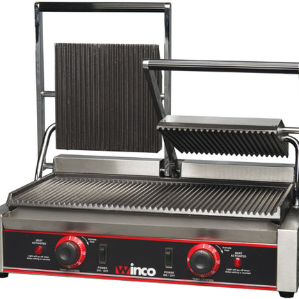 Winco EPG-2 22" Grooved Split-Top Countertop Panini Grill