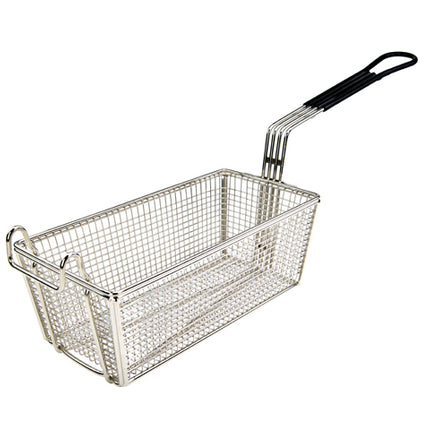 Winco FB-05 Nickel Plated Rectangular Fry Basket with Black Handle 11" x 5-3/8"