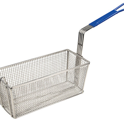 Winco FB-20 Rectangular Fry Basket with Blue Handle 13 1/4" x 5 5/8"