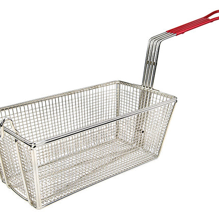 Winco FB-25 Rectangular Fry Basket with Red Handle 12 7/8" x 6 1/2"