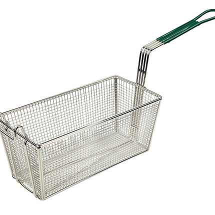 Winco FB-30 Rectangular Fry Basket with Green Handle 13 1/4" x 6 1/2"