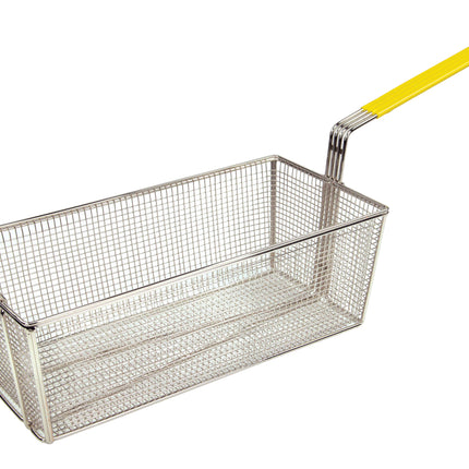 Winco FB-40 Rectangular Fry Basket with Yellow Handle 17" x 8 1/4"