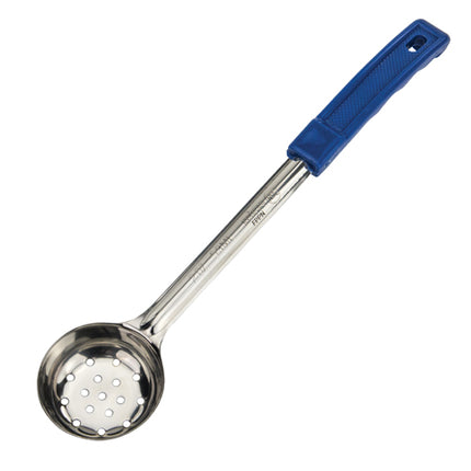 Winco FPPN-2 Blue 2 Oz. One-Piece Perforated Portion Spoon/Spoodle