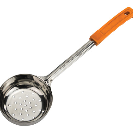 Winco FPPN-8 Orange 8 Oz. One-Piece Perforated Portion Spoon/Spoodle