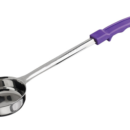 Winco FPS-2P 2 oz. Allergen Free Purple Handle One-Piece Solid Portion Spoon/Spoodle