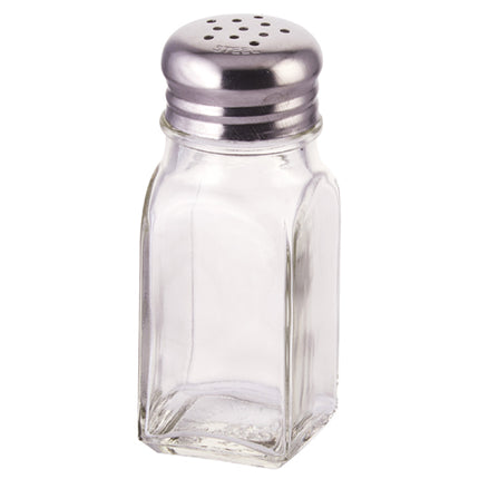 Winco G-109 2 oz. Glass Square Shaker with Mushroom Top