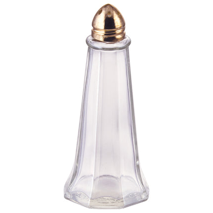 Winco G-111 1 oz. Glass Tower Shaker with Brass-Toned Top 12/Pack