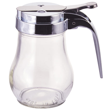 Winco G-115 6 oz. Glass Syrup Dispenser with Chrome Plated Alloy Top