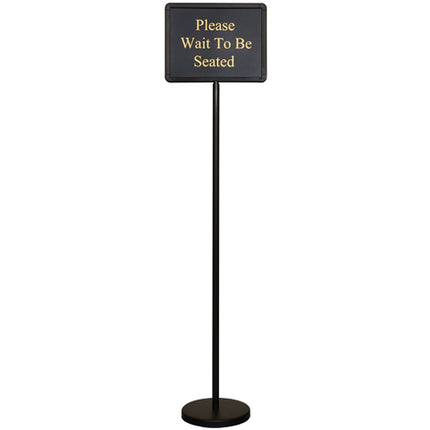 Winco HTS-60K Black Aluminum 60" Changeable Hostess/Teller Sign with 16 Messages