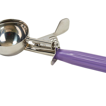 Winco ICD-10P 3.75 Oz. Allergen Free Purple Handle Stainless Steel #10 Ice Cream Disher