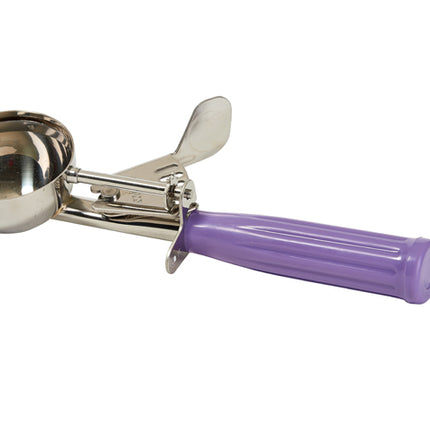 Winco ICD-16P 2.75 Oz. Allergen Free Purple Handle Stainless Steel #16 Ice Cream Disher