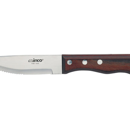 Winco K-82 4-3/4" Jumbo Steak Knife with Polywood Handle and Pointed Tip