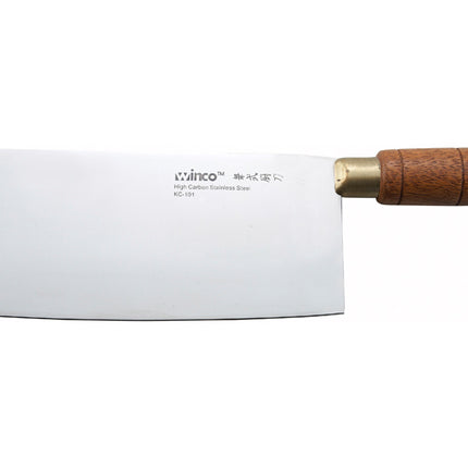 Winco KC-101 8" Chinese Cleaver with Wooden Handle