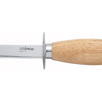 Winco KCL-1 Steel 5-7/8" Oyster/Clam Knife with Wooden Handle