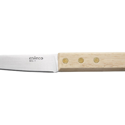 Winco KCL-3 Steel 7-1/2" Oyster/Clam Knife with Wooden Handle