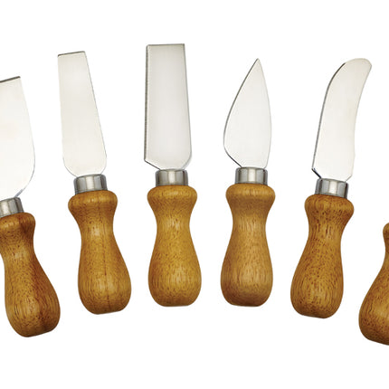 Winco KCS-6W 6-Piece Cheese Knife Set with Wooden Handles