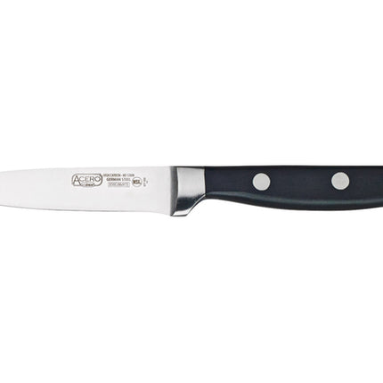 Winco KFP-35 Acero 3-1/2" Steel Paring Knife with Black Handle