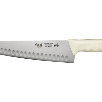 Winco KWP-101 Stäl 10" Hollow Ground Chefs Knife with White Handle