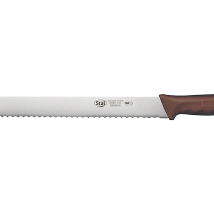 Winco KWP-121N Stäl 12" Straight Bread Knife with Brown Handle