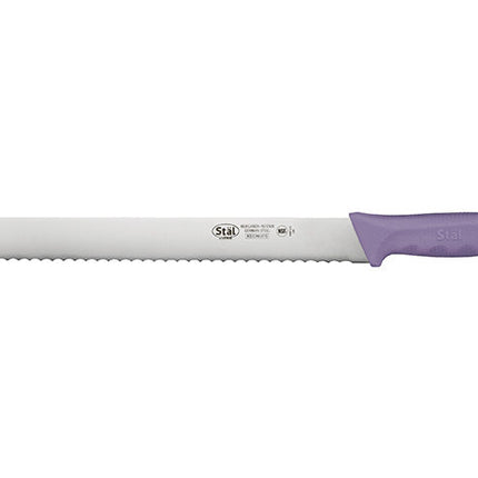 Winco KWP-121P 12" Allergen Free Purple Handle Stainless Steel Straight Bread Knife